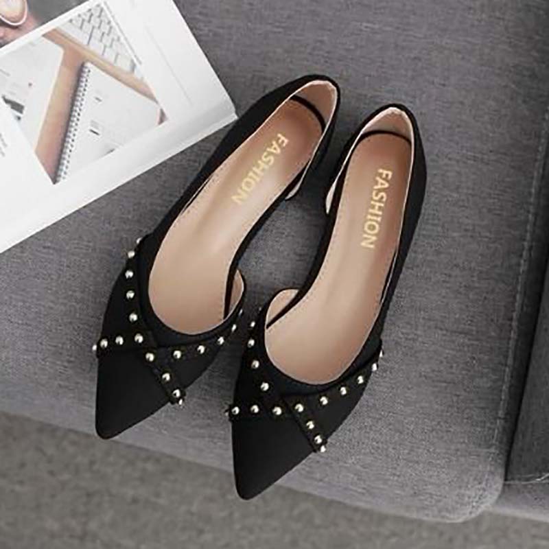 Flat Bottom Women's Single Shoes Spring All-match Pointed Toe Four Seasons Shallow Mouth Evening Shoes Summer Dress Fairy Shoes