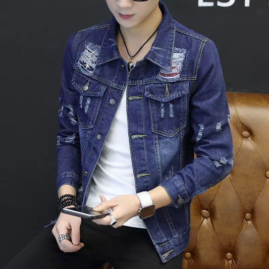 Men's denim jacket spring and autumn clothes trend men's clothing jacket men's plus size jacket