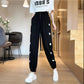 Gray Tie Pants Loose Love Sports Pants Women's Spring and Summer Loose Casual Straight-leg Student Pants