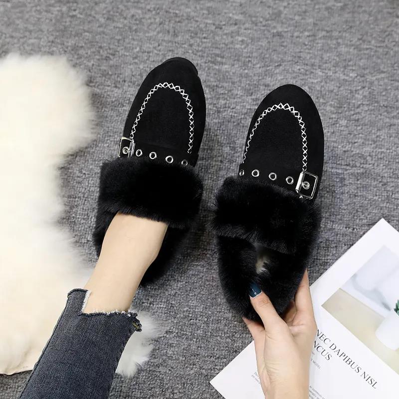 Plus Velvet Warm Snow Wool Shoes Women's Non-slip Flat Cotton Shoes Winter Korean Student Shoes