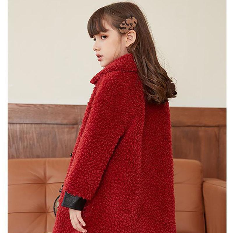 Girls Lamb Wool Coat Children's Coat Granular Velvet Warm and Windproof Plus Velvet Thick Autumn and Winter Clothes