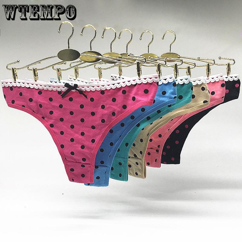 6 Pcs/Lot Brand G-String Underwear Cotton Briefs Women Sexy Print Low Waist Seamless Panties