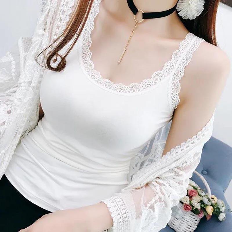 Lace Edge Stitching Modal Camisole Women's Spring and Summer Thin Section with Sleeveless White Bottoming Shirt