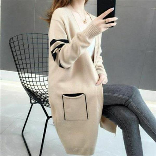 Spring and Autumn Loose Casual Sweater Mid-length Knitted Outer Wear Top Fashion All-match Female Jacket