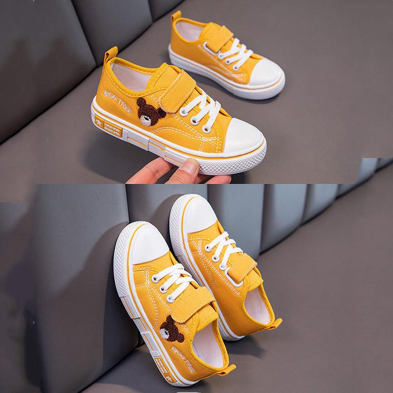 Baby Low-cut Non-slip Shoes Solid Sole Casual Sneakers Universal All-match Cartoon Embroidered Canvas Shoes for Boys and Girls