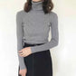 Women's Autumn and Winter Solid Color Thick Sweater Female Knitted Ribbed Pullover Sweater Long Sleeve Turtleneck Slim Soft Warm Sweater