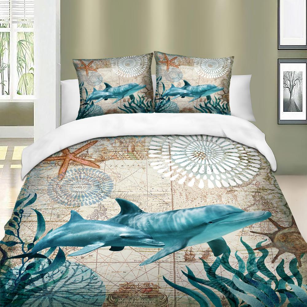 3D dolphin Bedding Set Duvet Cover Sets For Twin Full Queen King Bed Bedline Home