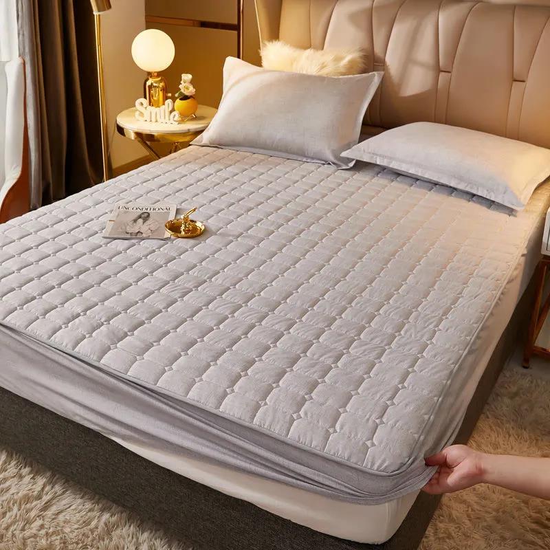 Pure Color Mattress Cover Non-slip Stretch Bedding Queen Size Mattress Protection Cover Dustproof Full Sheet Mattress Cover