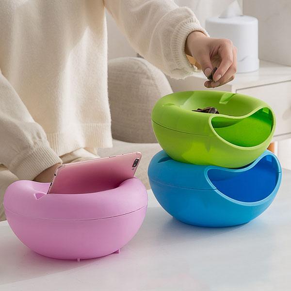 Creative Double-layer Melon Seed Plate Mobile Phone Bracket Dry Fruit Plate Living Room Household Fruit Box Seeds Nuts Storage Box