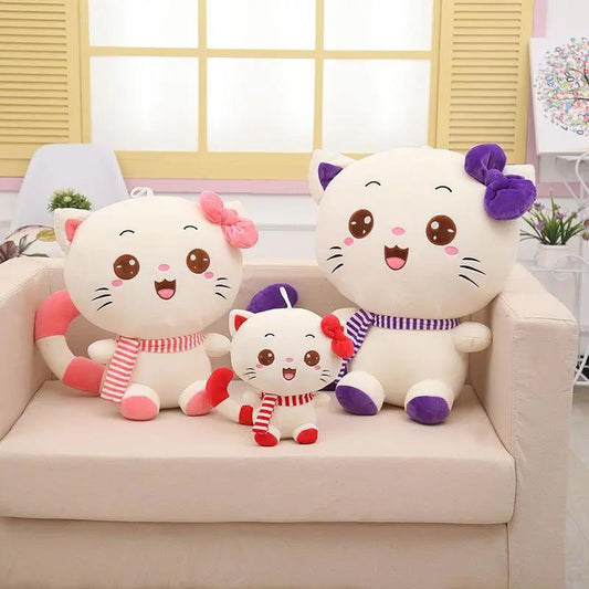 Children's Plush Toys Cute Kawaii Cat with Bow Plush Dolls Toys Gift Stuffed Soft Doll Cushion Sofa Pillow Gifts Xmas Gift Party Decor