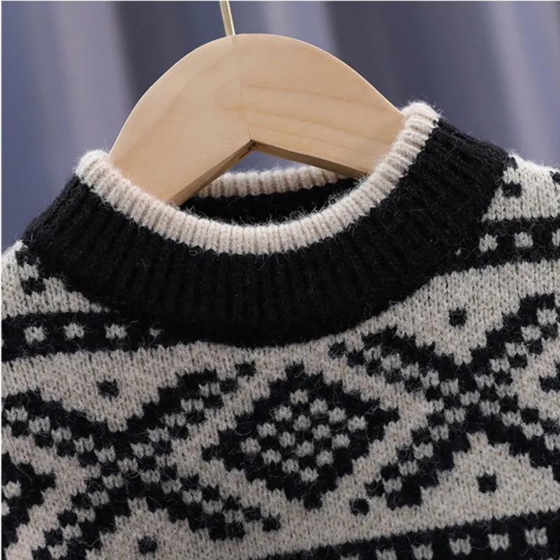 Children's Pullover Sweater Men's Western Style Autumn and Winter Tops Baby Thickened Middle-aged Children's Wool Knit Sweater