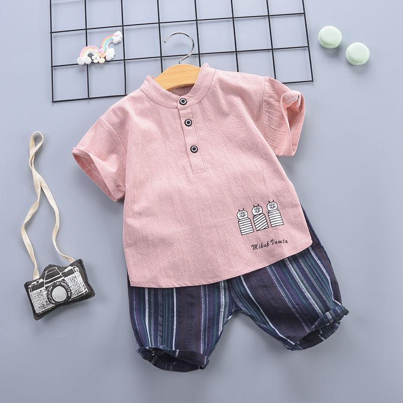 Two-piece Suit Cotton Linen Children's Clothes for Boys Girls Babies Infants Children's Clothing Suits