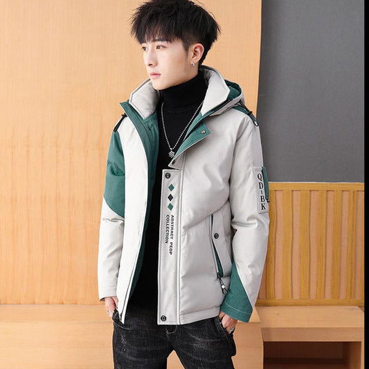 Winter Men's Cotton-padded Jacket Youth Thickening Warmth Tide Brand Down Cotton Jacket Short Fur Collar Parka