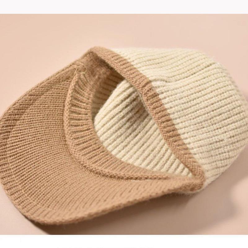 Women's Knitted Top Hat Autumn Winter Warm Peaked Cap Winter Cold Ponytail Topless Hat Empty Top Cap