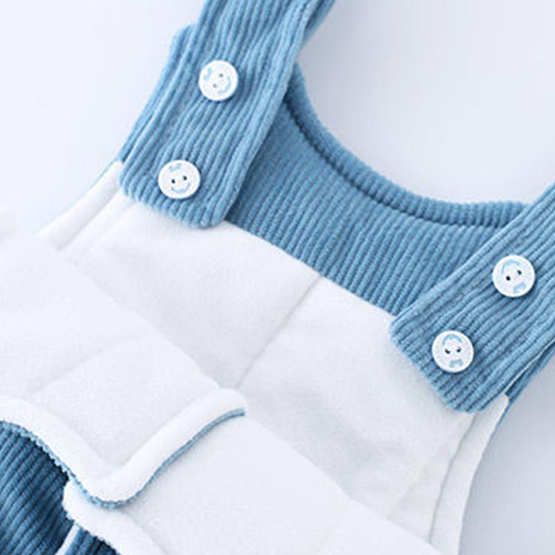 Baby Winter Cotton Three-piece Baby Clothes Plus Velvet Thickening Autumn and Winter Warm Suspenders Out of Cotton Clothing Suit