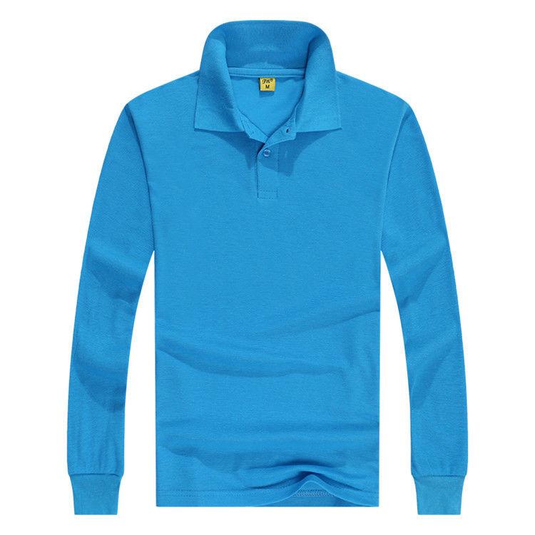 Solid Color Polo Shirt Lapel Long Sleeve T-shirt Pure Cotton Long Sleeve Can DIY Pattern