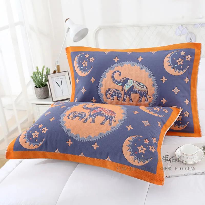 Two-piece Pillowcase Retro Printing Pillowcase Home Bedroom Single Double Thick Encryption Pillow Towel