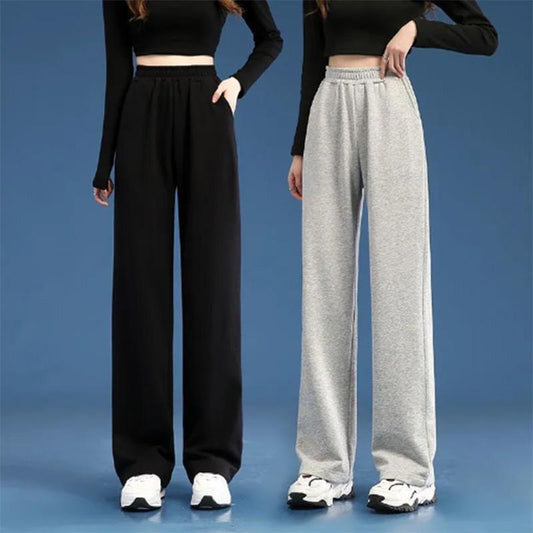 Sports Pants Women's Solid Color Spring and Autumn High Waist Drape Loose Spring and Autumn Straight Casual Wide Leg Slim Pants