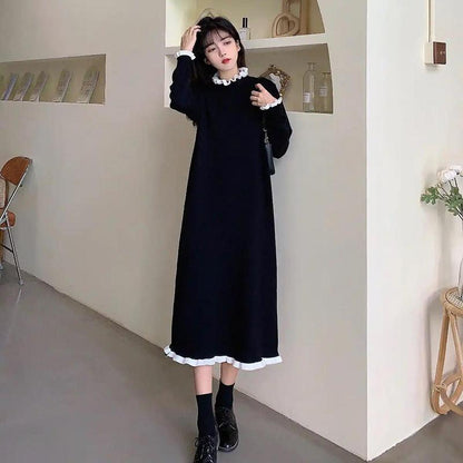 Autumn and Winter French Base Skirt with Mid-length Sweater Over The Knee Knitted Temperament Dress To Keep Warm and Comfortable