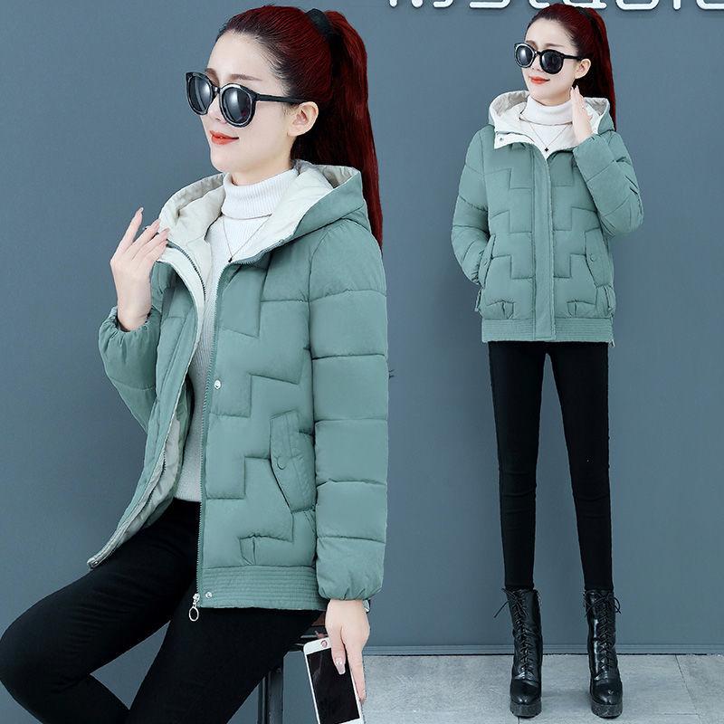 Short Hooded Down Padded Jacket Winter Women's Padded Jacket Cotton-padded Jacket Loose and Thick Warm Jacket Wild and Simple