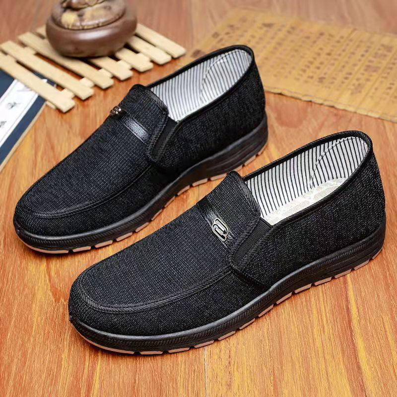 Tendon Bottom Old Beijing Cloth Shoes Men's Spring and Autumn Canvas Shoes Flat Non-slip Elderly Shoes Soft Bottom Middle-aged and Elderly Dad Shoes