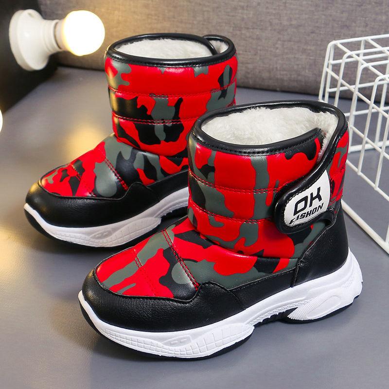 Children's Snow Boots Thick Warm Cotton Shoes Winter Plus Velvet Girls Short Boots Boys Baby Mid-tube Boots