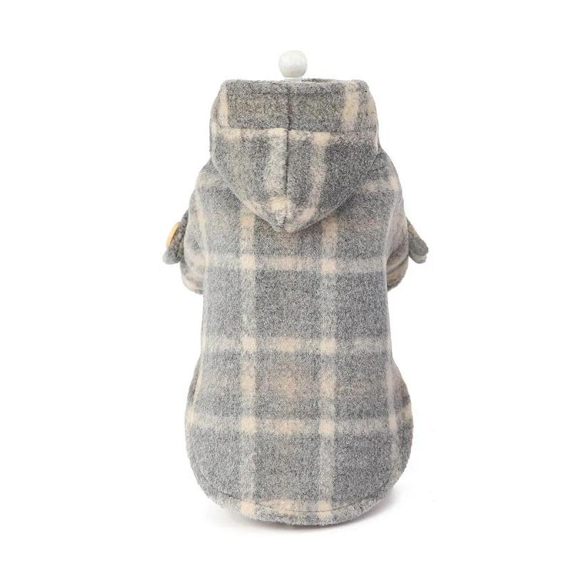 Dog Clothes Autumn and Winter Plaid Cotton Coat Windbreaker Teddy Bichon Small Dog Pet Warm Thick Clothing Hooded Coat Rompers Pet Supplies