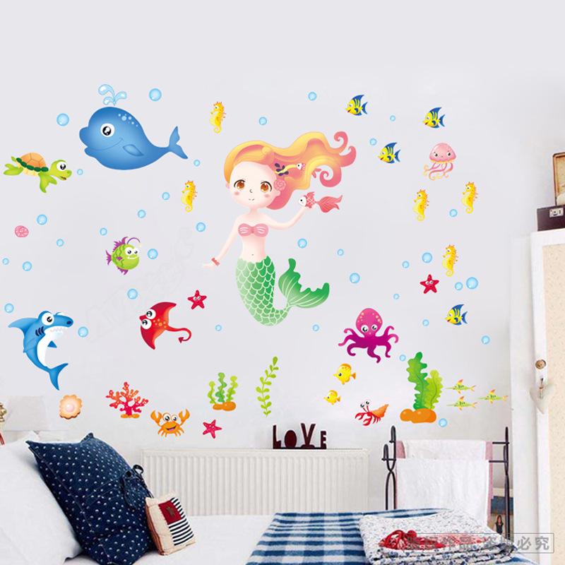 Cartoon wall sticker creative children room wall decoration bathroom tile waterproof wallpaper