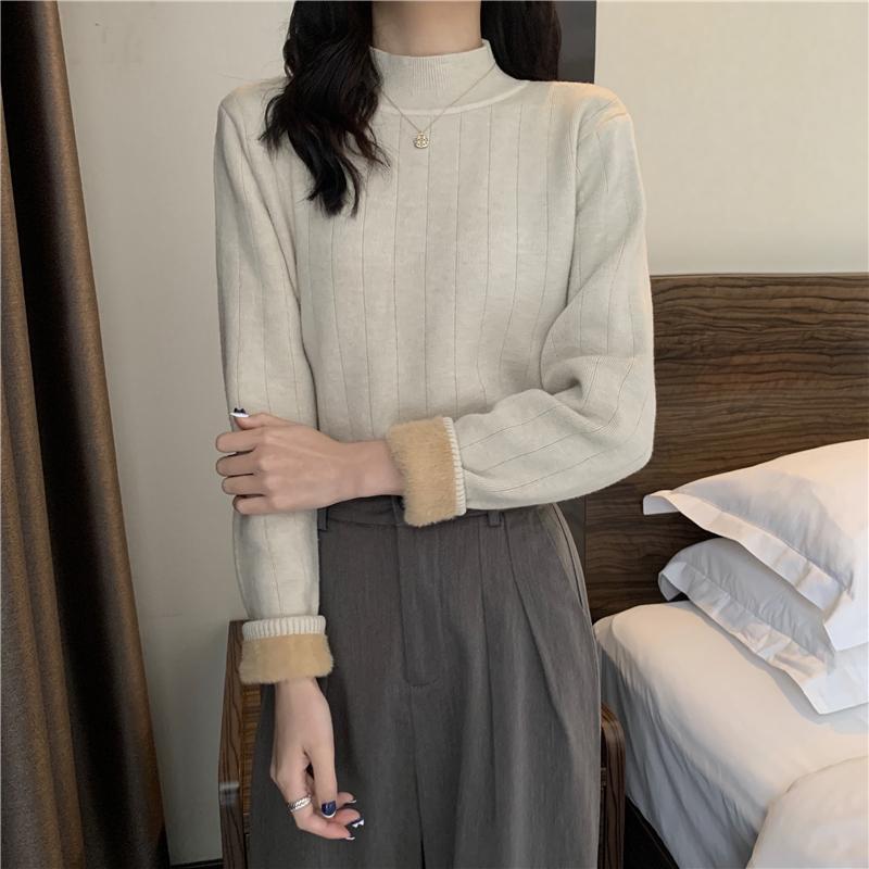 Winter Sweater Turtleneck Thick Fleece Warm Pullover Sweater Women White Long Sleeve Plus Size Loose Casual Knitted Jumper Fall Women Fashion Sweater