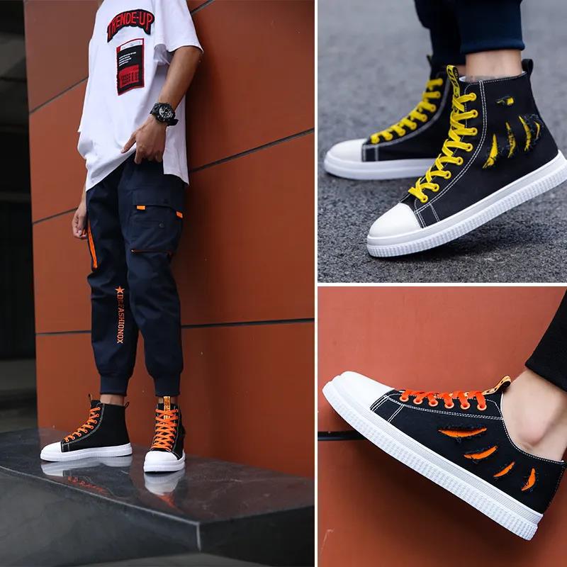 Summer Korean Men's Casual High-top Canvas Shoes All-match Trend Shoes Hip-hop Student Sneakers