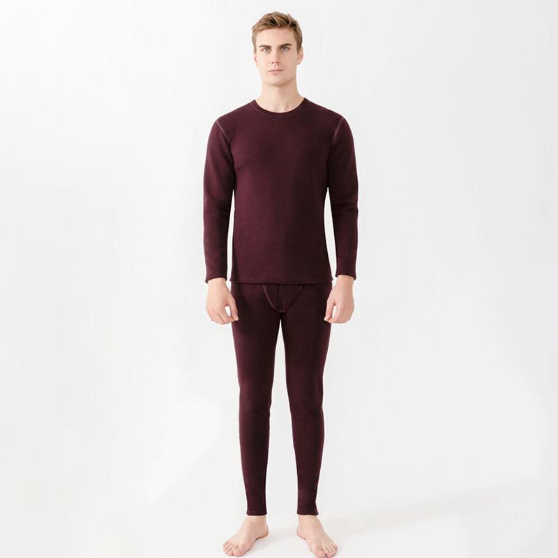 Men Winter Autumn Plus Velvet Thicken Thermal Underwear Tight Suit High Elasticity Wearable Comfortable Soft Lining O-neck Male Pajamas Long Sleeve