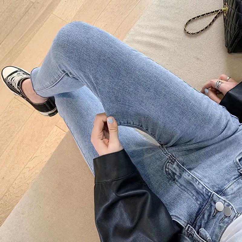 Women High Waist  Jeans  Thin Pencil Pants  Denim Stretch  Slim Female Trousers Spring Autumn