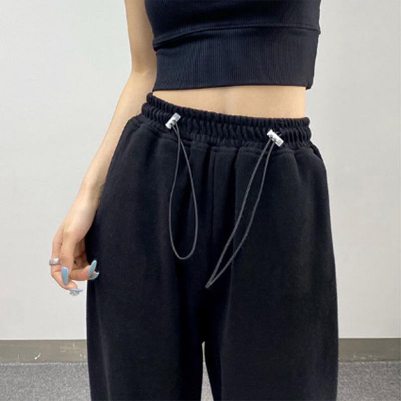 Sports Pants Women's High Waist Slim Straight Loose Wide Leg Drawstring Casual Sweat Pants Drawstring Pants