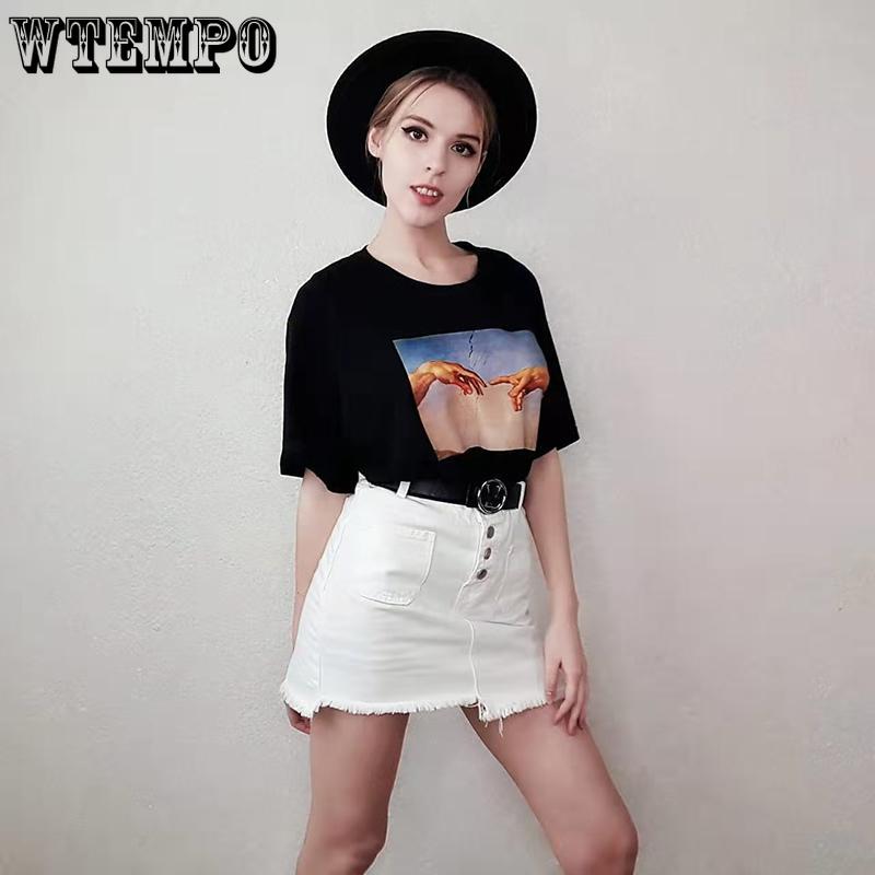 Denim Cotton Cloth Women Sexy Tight A-line High Waist Hip Short Skirt Button Pocket Asymmetric