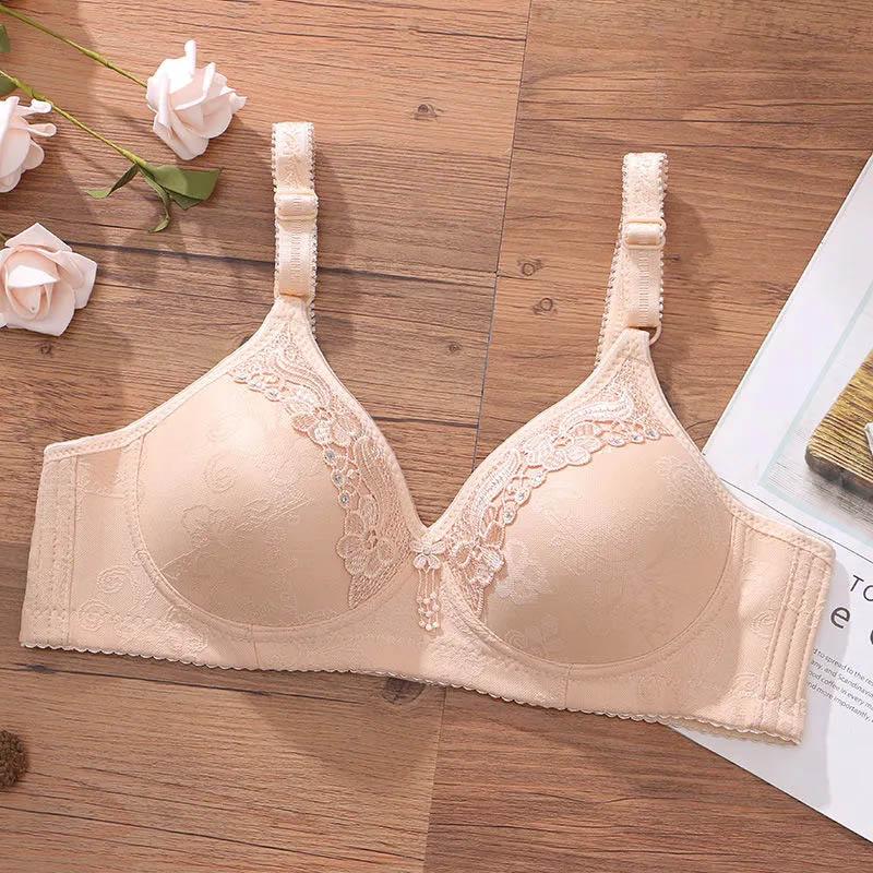 Large Size Thin Section No Steel Ring Women's Underwear Gathered Adjustable Bra Comfortable Upper Support Anti-sagging Soft Skin-friendly Bra