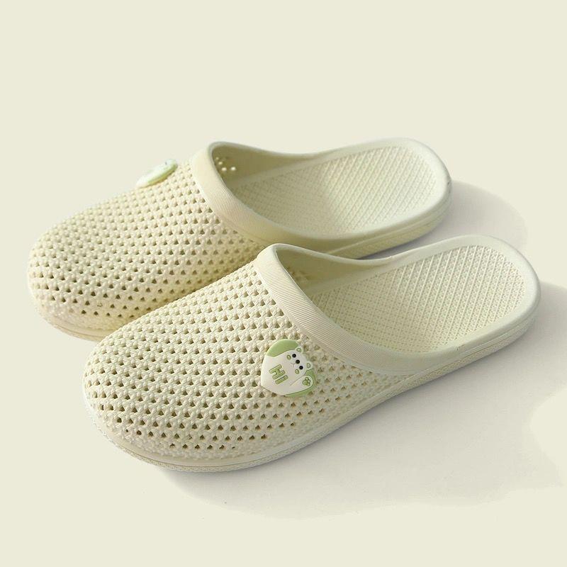 Hole Sandals Slippers Women's Summer Home Non-slip Baotou Outer Wear Bathroom Home Plastic Half-drag Summer Flat Sandals