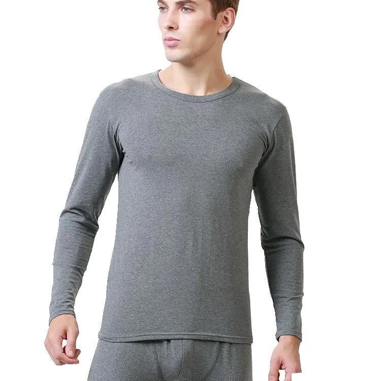 Men Thermal Underwear Sets Male Long Johns Winter Autumn Warm Mens Thermo Clothes Shirt+pants Suit Solid Color O Neck