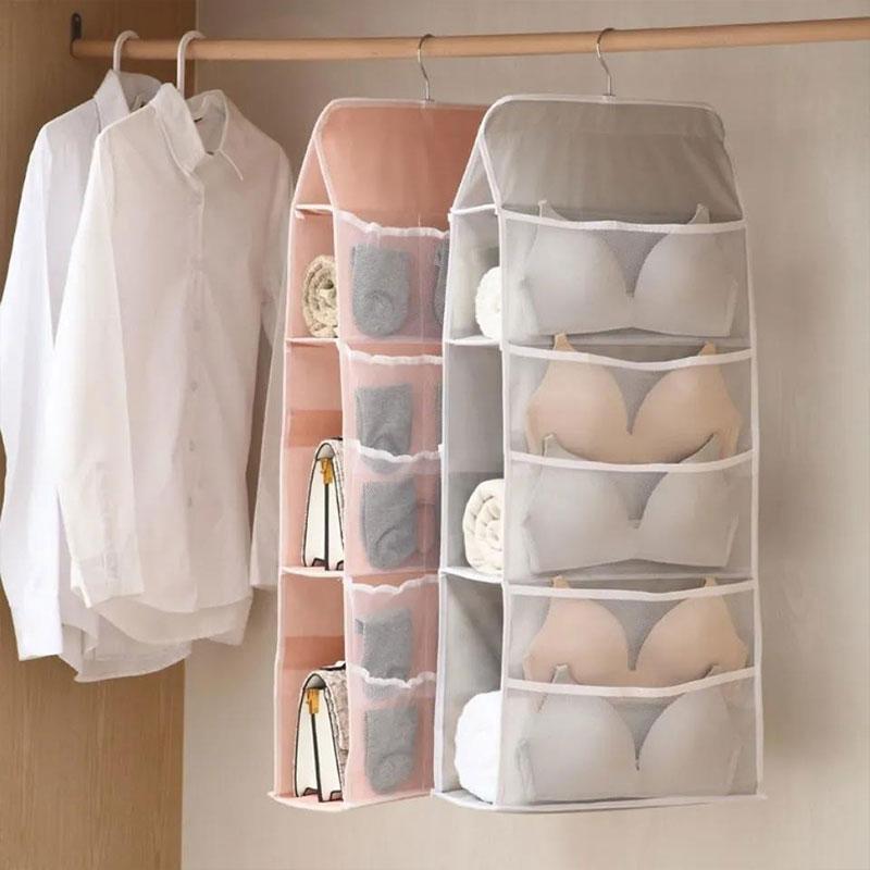 Multi-sided Double-sided Storage Bag Underwear Storage Hanging Bag Dormitory Wardrobe Panties Socks Wardrobe Bag Storage Bag Student Hanging Pocket