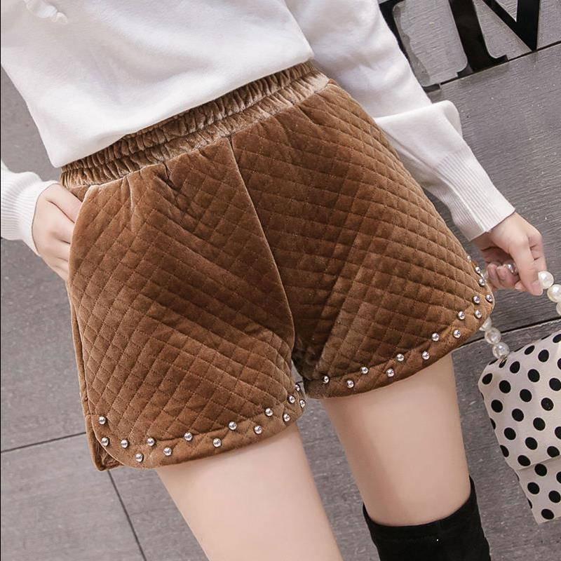 Woolen High Waist Shorts Wide Leg Slim Boots Pant Shorts Women Harajuku Style Short Pants