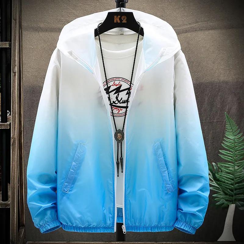 Ice Silk Sunscreen Clothes Men's Summer Jacket Ultra-thin Trend Breathable New Skin Clothes Gradient Color Thin Clothes