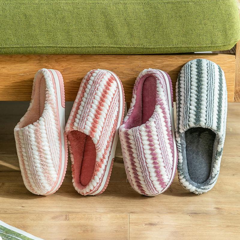 Plat Slippers Women Home Non Fall Slip Winter Thick Warm Slides Plus Size Mens Slippers Casual Cotton Shoes