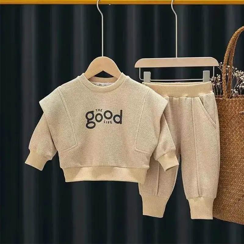 Baby Spring Set Soft Solid Color Round Neck Pullover Sweater Children's Outer Wear Leggings Two-piece Set 0-3 Years Old Baby Clothes