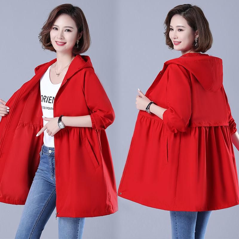 Inner Lining Windbreaker Women Mid-length Autumn and Winter Loose Coat Large Size Hooded Jacket