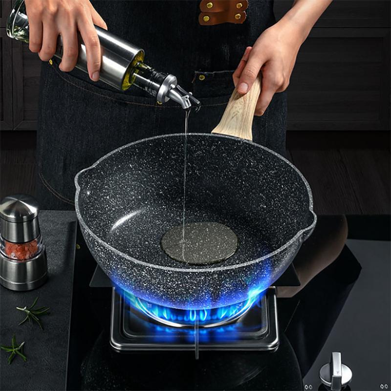 Maifan Stone Wok Pan Non-stick Pan Induction Cooker Gas Stove Suitable for Pancake Pan Fried Egg Artifact Steak Household