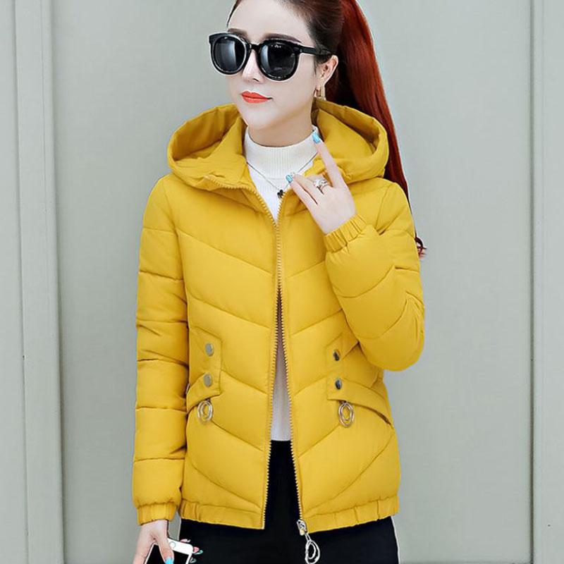 Winter Women's Down Jacket Korean Style Slim Short Hooded Warm Thick Cotton Jacket