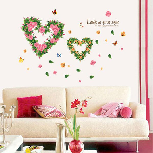 Love English love rose butterfly wedding room sofa background wall stickers wallpaper