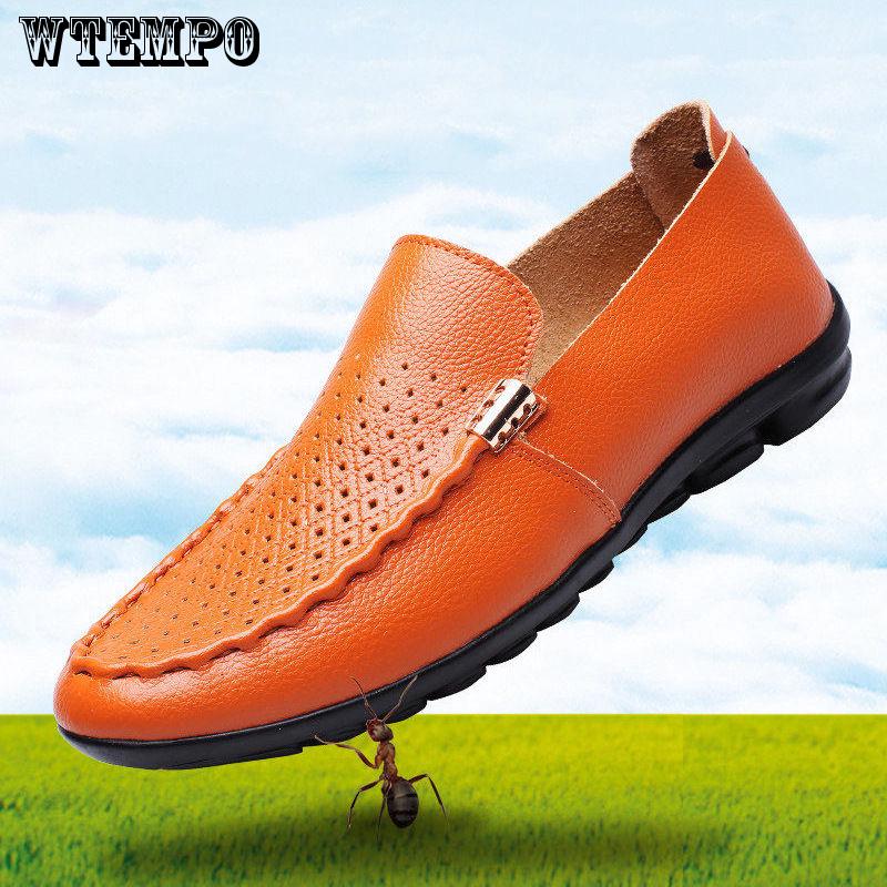 Men Casual Shoes Summer Leather Men Loafers Moccasins Slip On Mens Flats Breathable Shoes