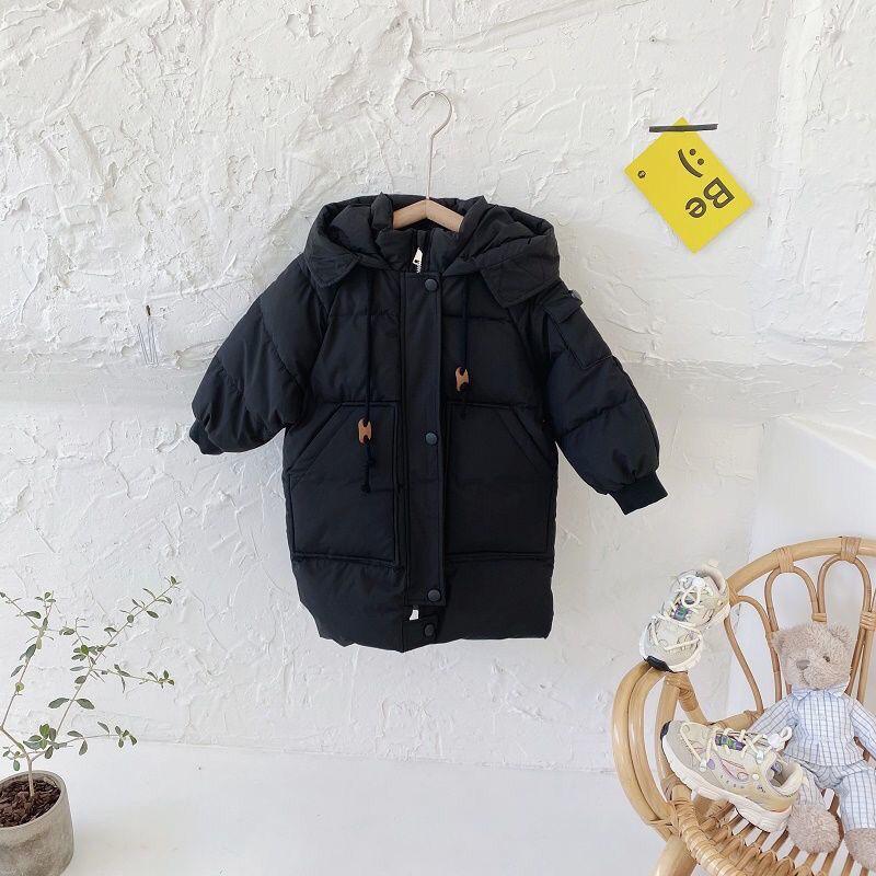 Children's Down Jacket Mid-length Girls Plus Fleece Padded Jacket Warm and Windproof Winter Clothes