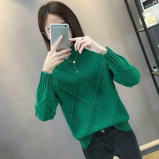 Knitting Sweater Women's Autumn and Winter Bottoming Shirt Warm Long Sleeve High Collar Sweater