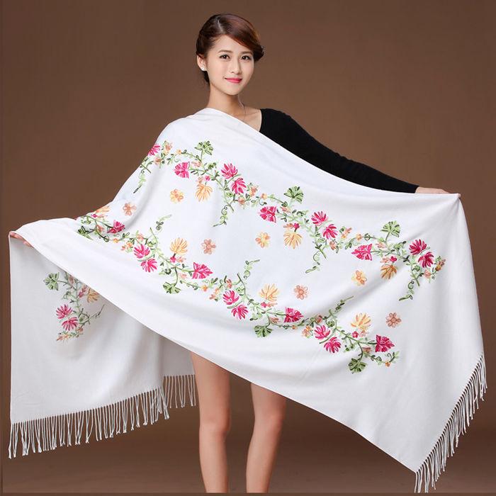 Scarfs for Women Hand-embroidered Print Pashmina Scarf Shawl Wrap Soft Winter Warm Hijab Head Scarves